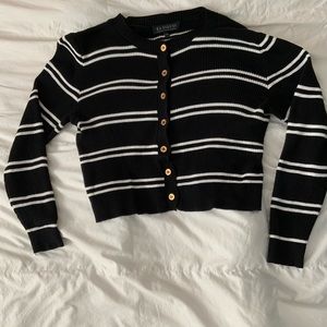 ELOQUII Cropped Striped Cardigan, Plus Size Cotton